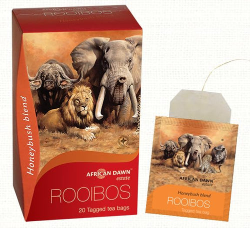 African Dawn Estate ROOIBOS + Honeybush 33% Blend 20 Tagged Tea Bags, Single Origin Estate Rooibos of the Finest Export Quali