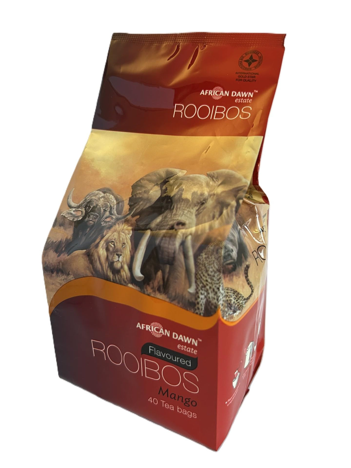 African Dawn Estate Mango flavored Rooibos 40 Tagless Tea Bags, Single Origin Estate Rooibos of the Finest Export Quality