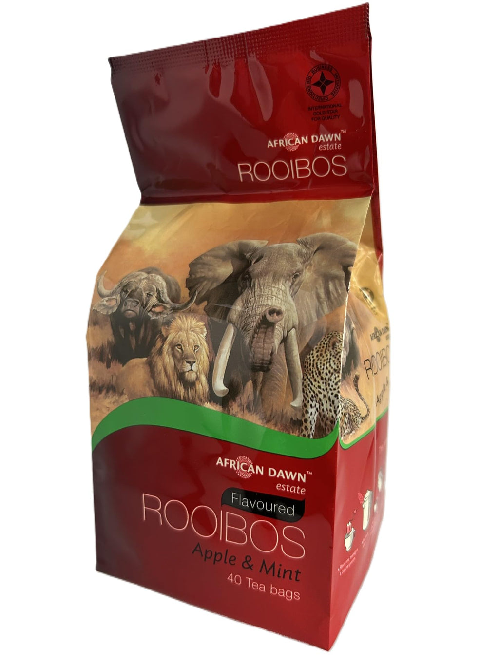 African Dawn Estate Apple & Mint flavored Rooibos, 40 Tagless Tea Bags, Single Origin Estate Rooibos of the Finest Export Qua
