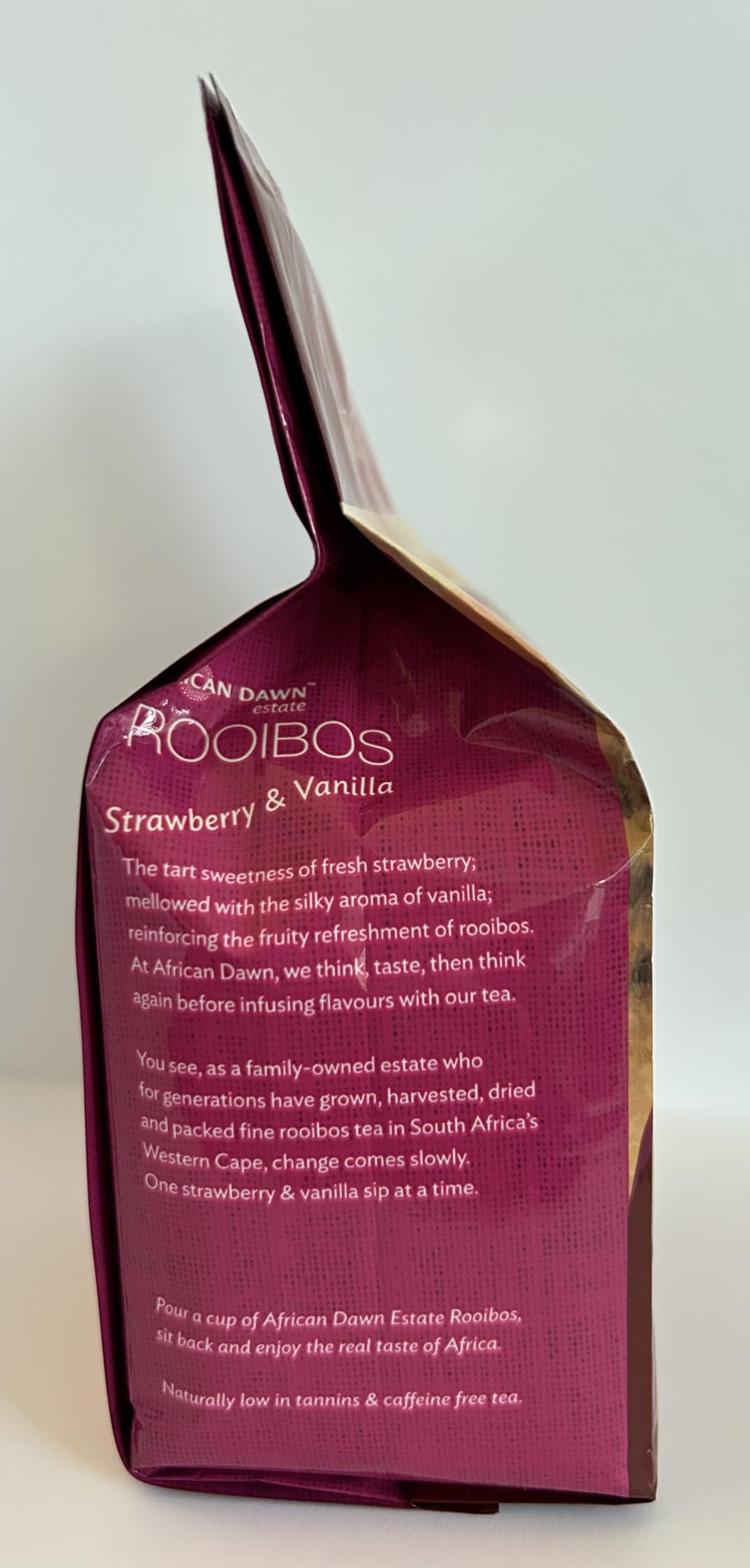 African Dawn Estate Strawberry & Vanilla flavored Rooibos, 40 Tagless Tea Bags, Single Origin Estate Rooibos of the Finest Ex