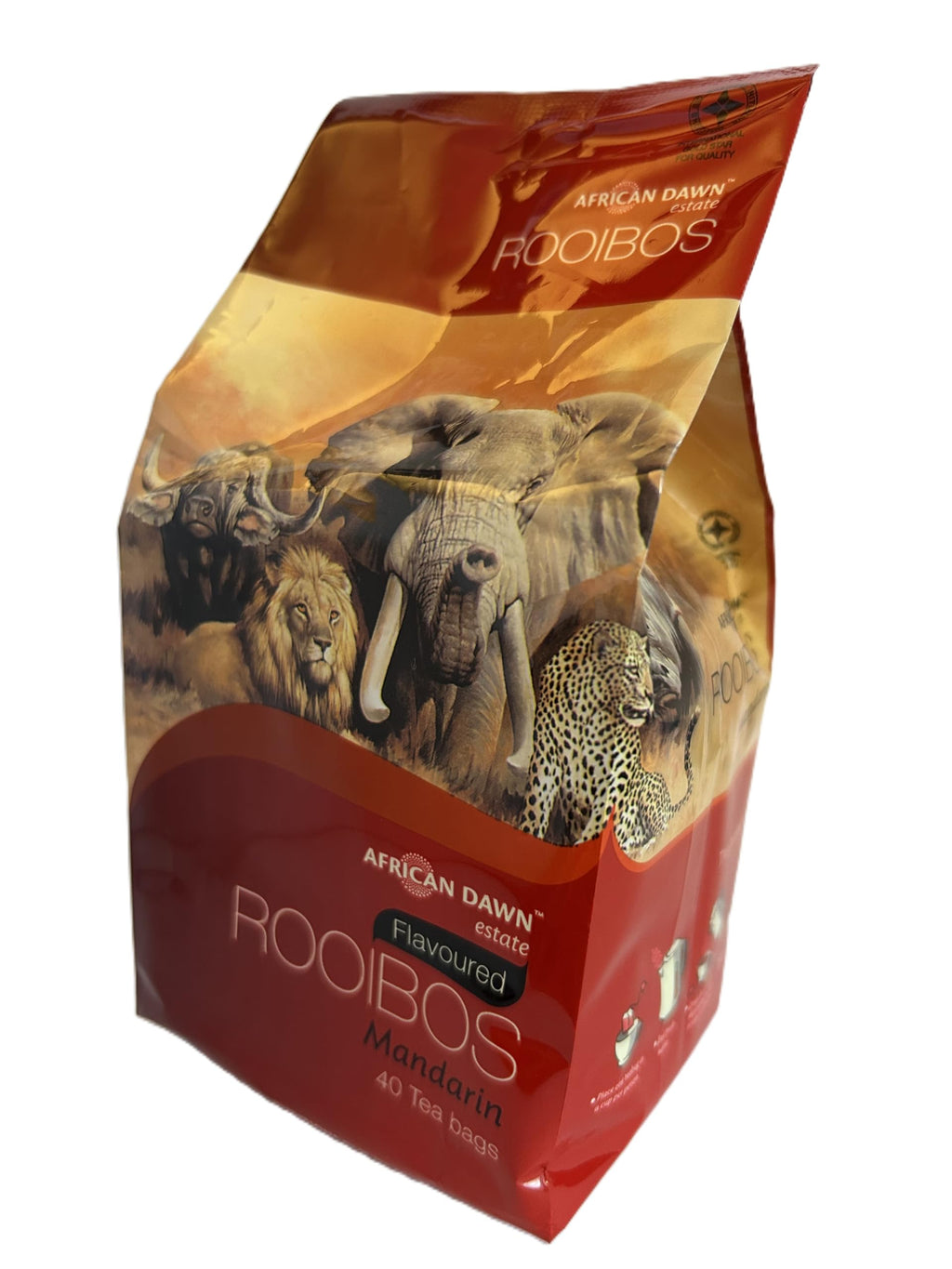 African Dawn Estate Mandarin flavored Rooibos 40 Tagless Tea Bags, Single Origin Estate Rooibos of the Finest Export Quality