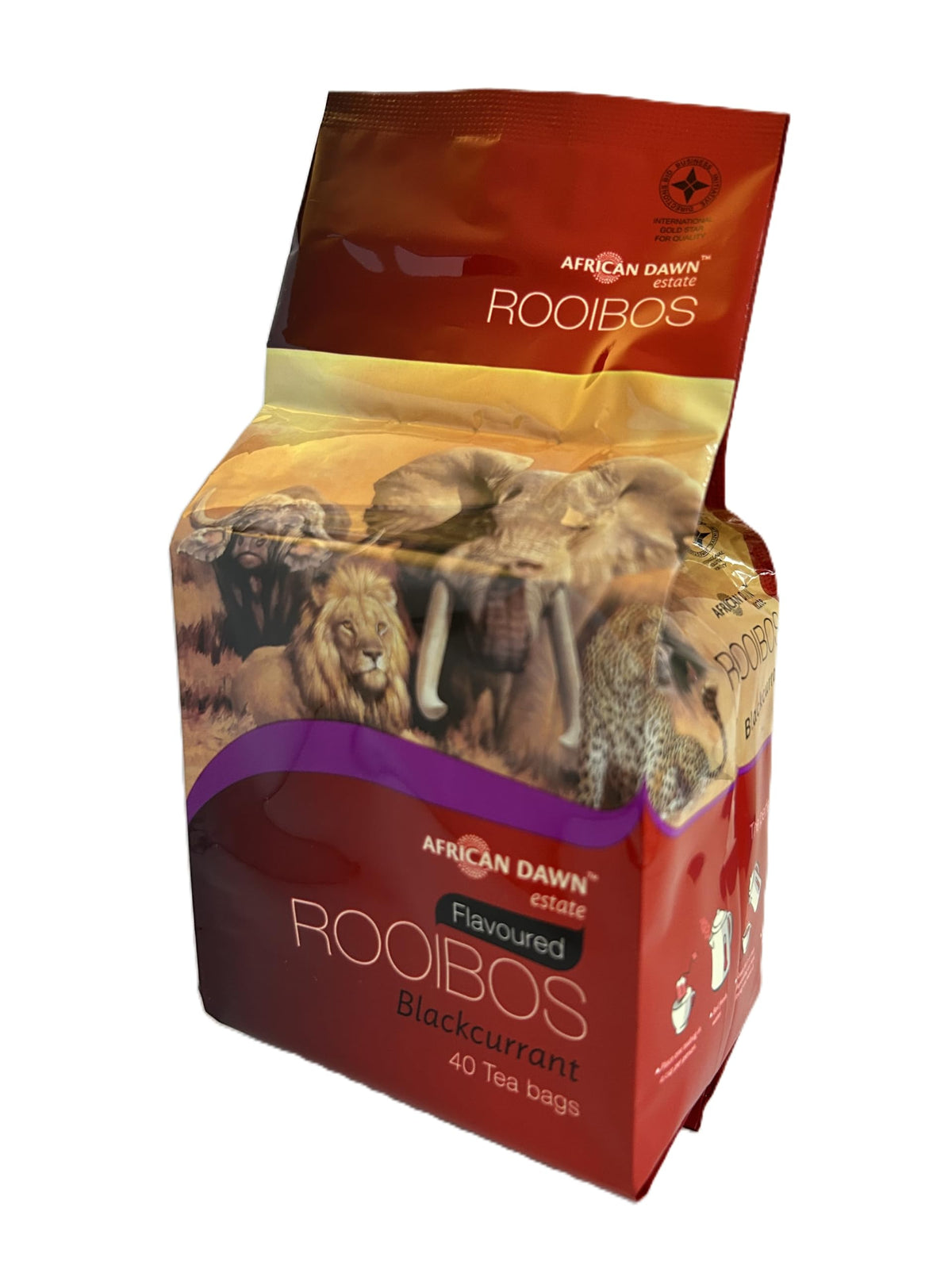 African Dawn Rooibos Tea 40 Tagless Bags 3.5 oz (Blackcurrant)
