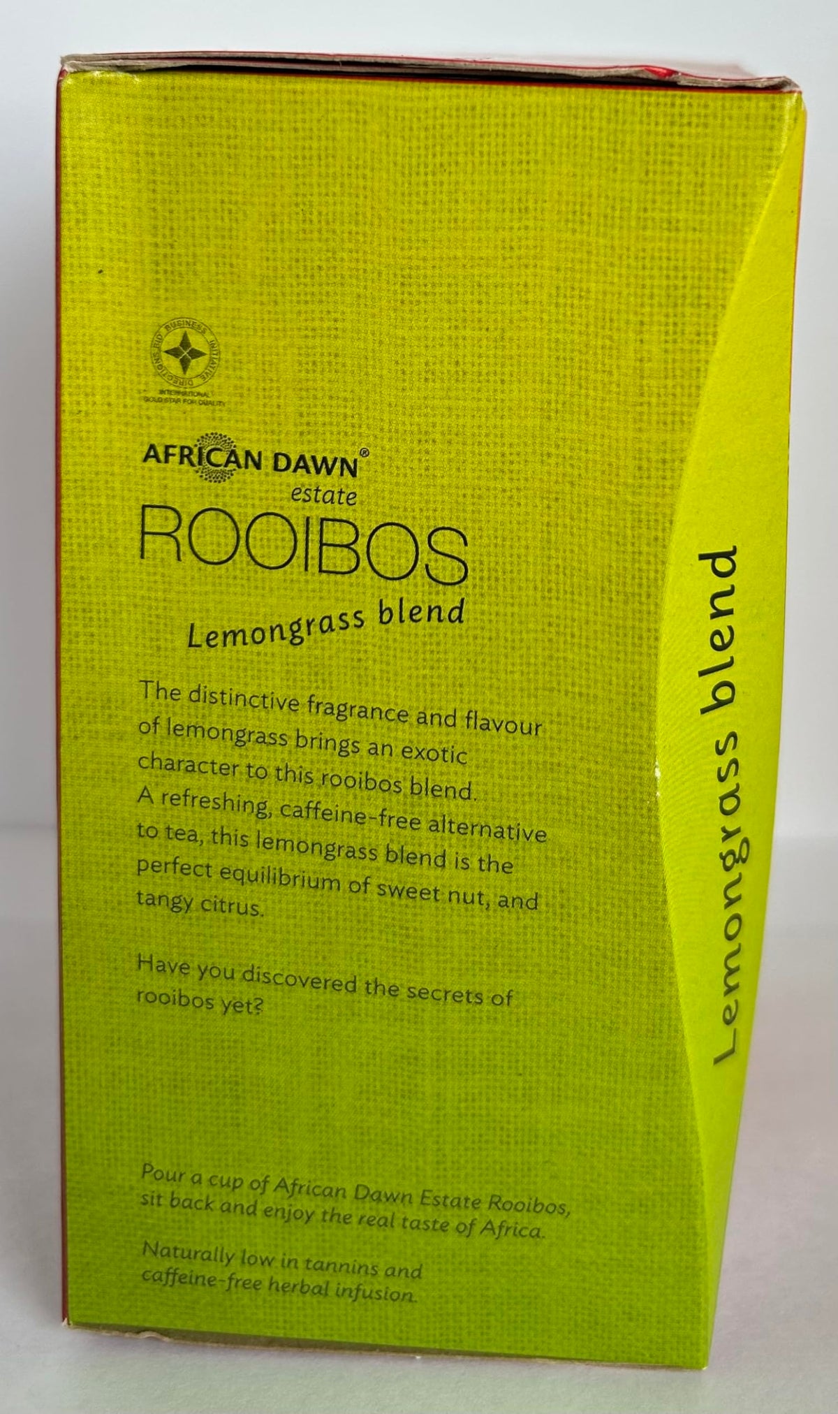 African Dawn Estate ROOIBOS + Lemongrass 10% Blend 20 Tagged Tea Bags, Single Origin Estate Rooibos of the Finest Export Qual