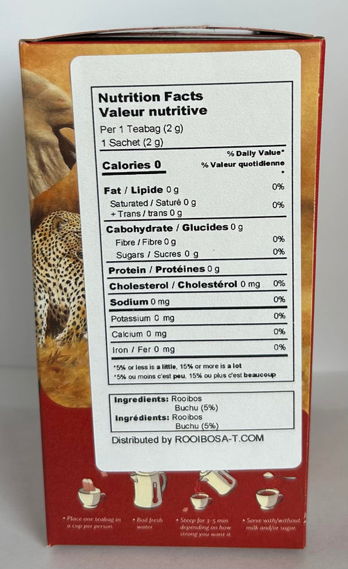 African Dawn Estate ROOIBOS + Buchu 5% Blend 20 Tagged Tea Bags, Single Origin Estate Rooibos of the Finest Export Quality