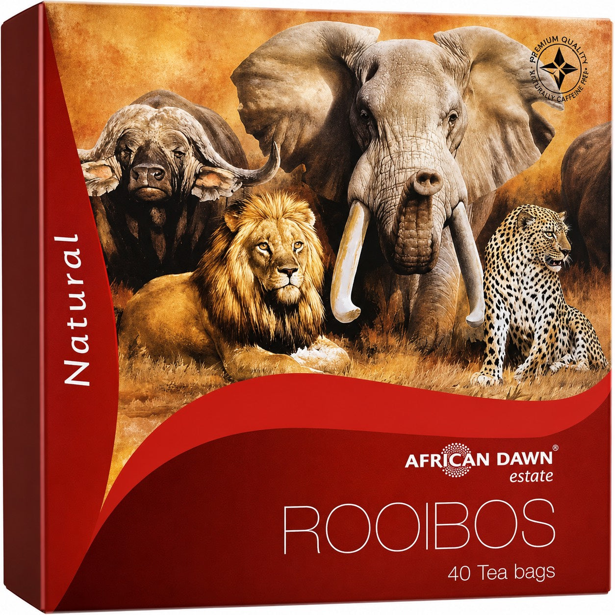 African Dawn Estate Premium Rooibos Tea Single Origin ，Naturally Caffeine free 40 Tea bags 100g